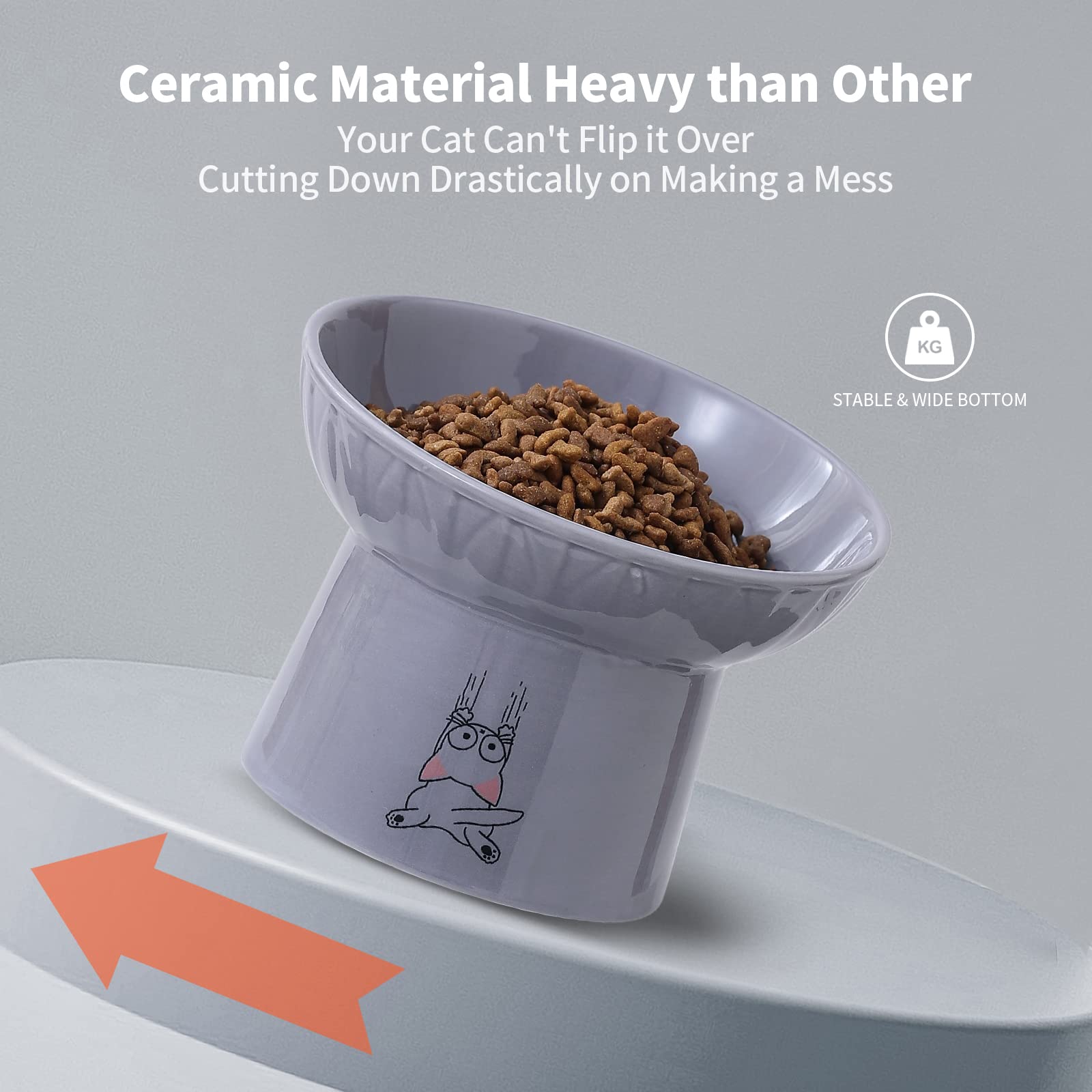 OMAYKEY tazón para gato apto para lavavajillas y microondas, práctico y duradero.