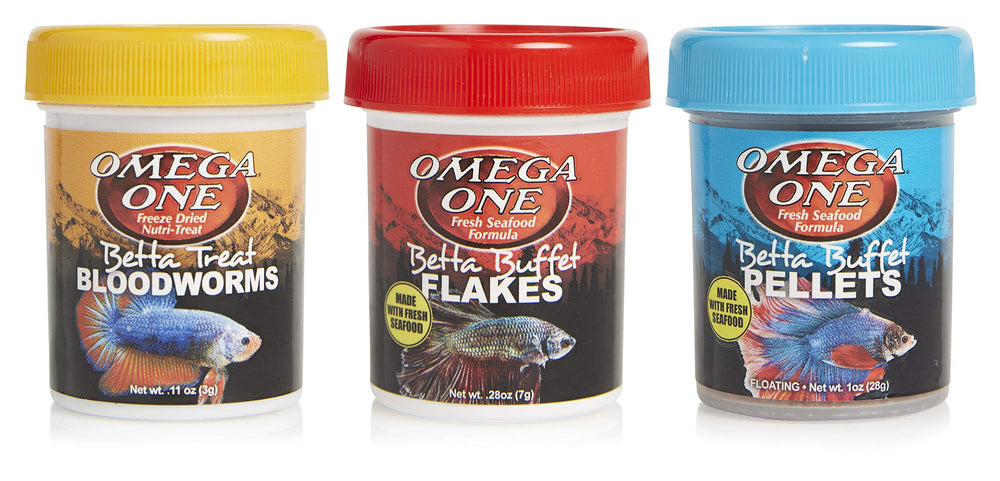 Omega One Betta Combo: sabor salmón, preparación conveniente para la alimentación diaria.