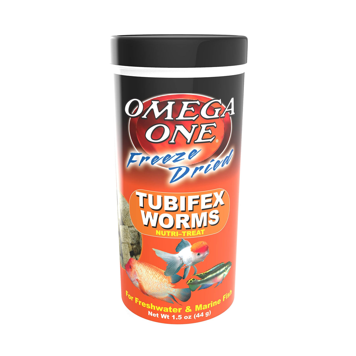 Omega One gusanos tubífex liofilizados en empaque de 42 g, snack proteico para peces