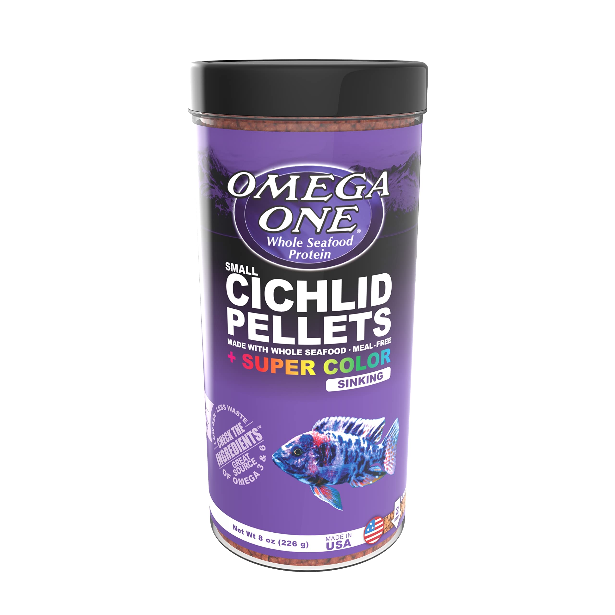 Omega One alimento en gránulos para cíclidos que se hunden, colores vivos