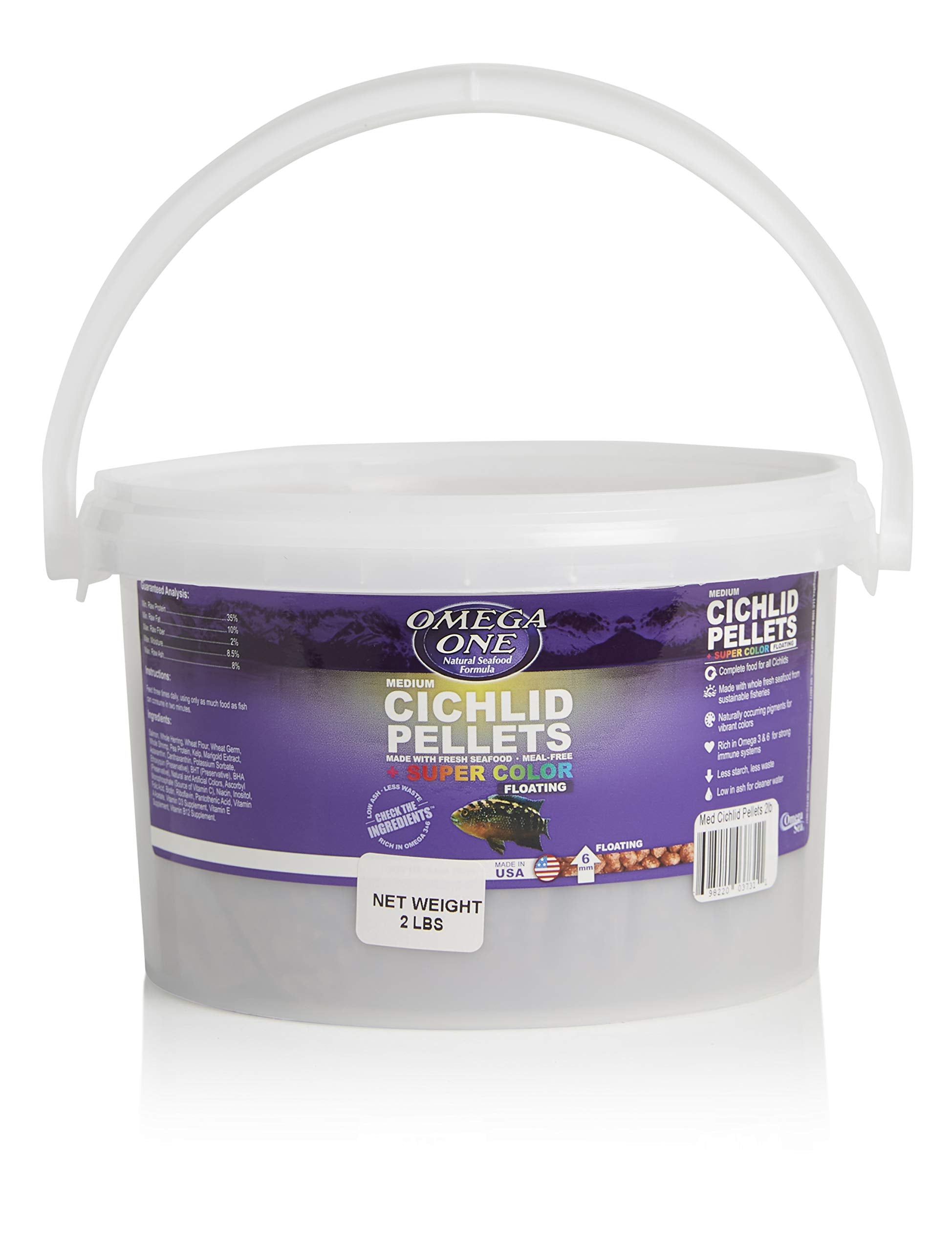 Omega One Super Color Pellets para cíclidos flotantes, mejora colores vivos.