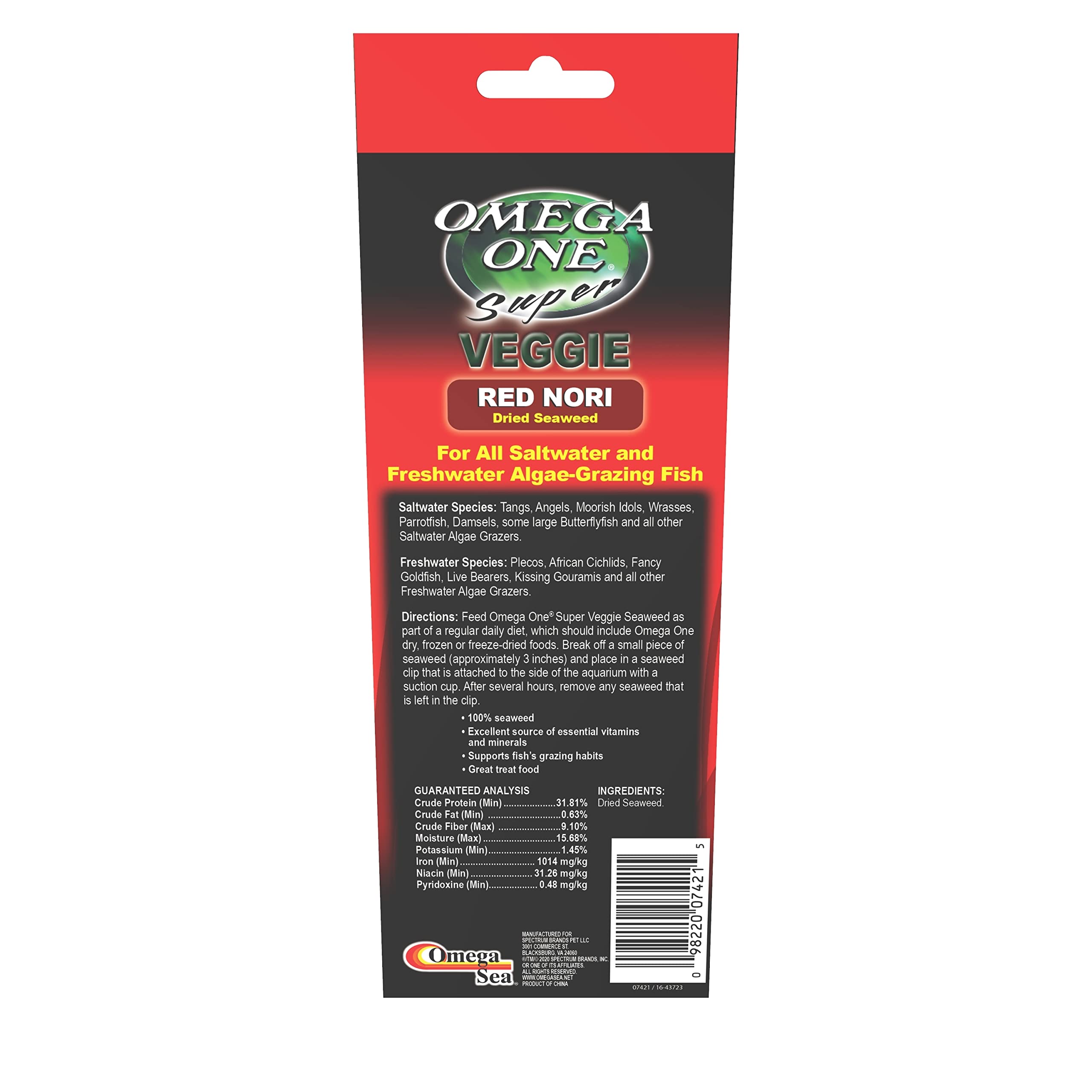 Omega One Super Veggie Alga Roja, opción ligera para merienda saludable.