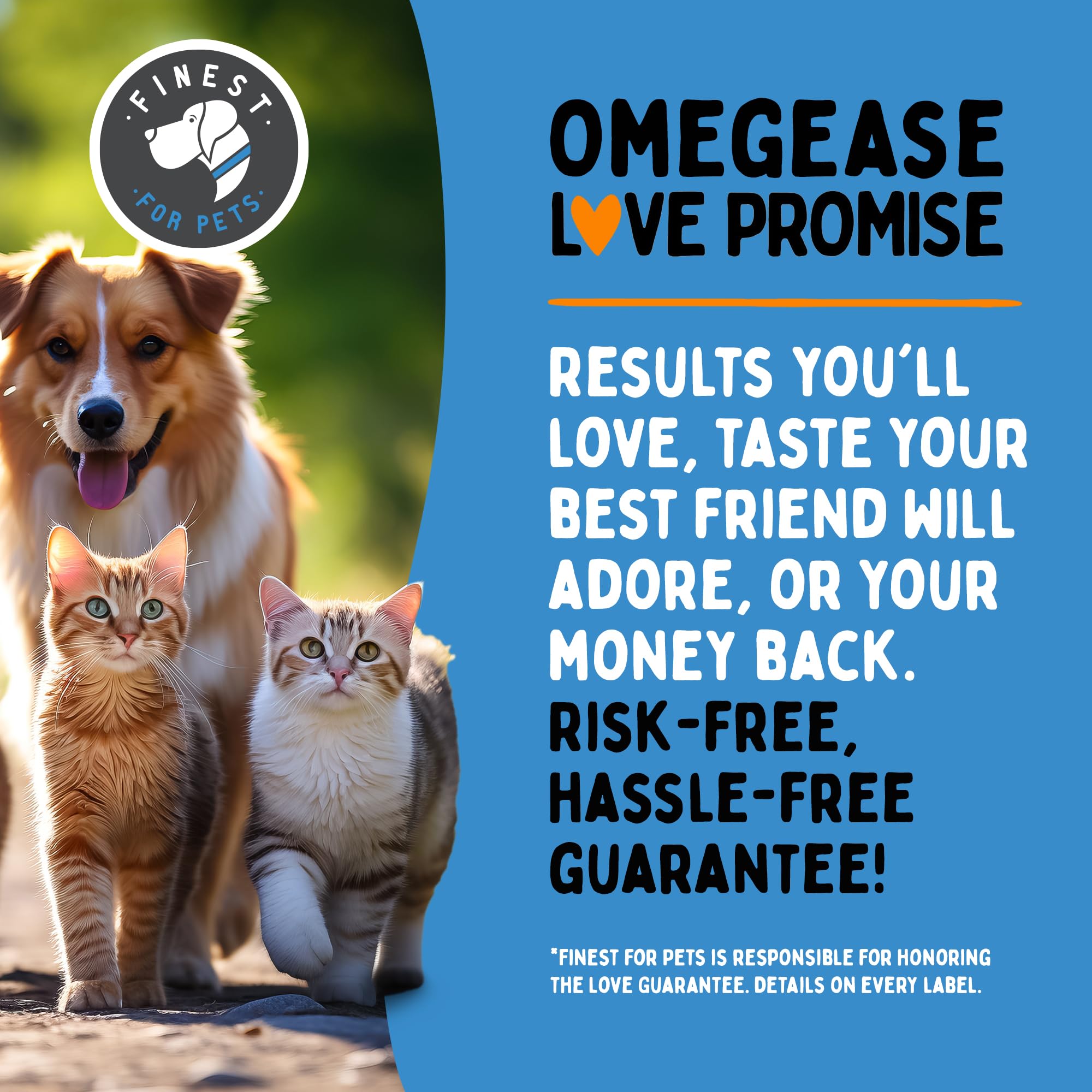 Omega-3 en Omegease para pelaje brillante y piel sana.