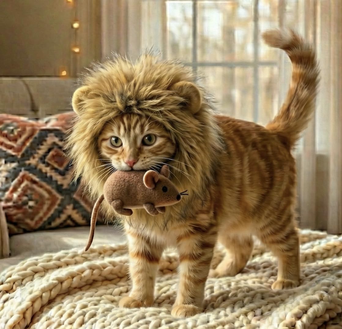 OMG Adorables disfraz melena de león para gatos, primer plano de la melena