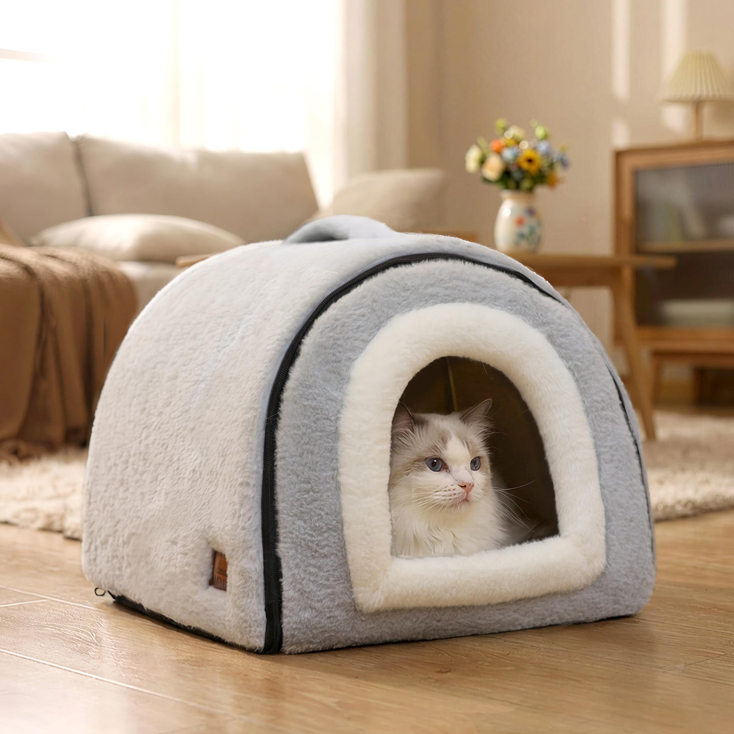 OMIVIER cama-gato-interior-cueva: seguridad para gatos curiosos.