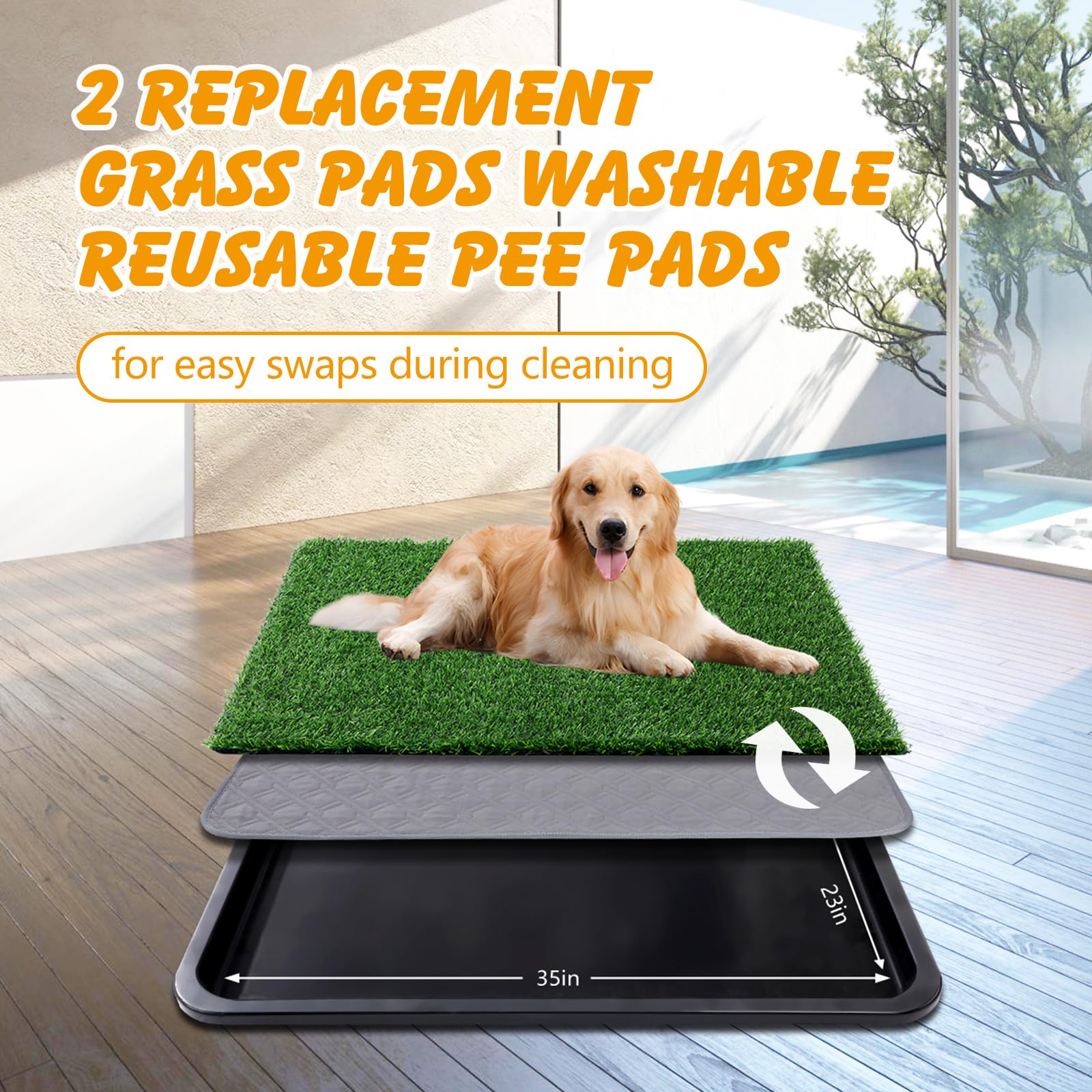 Ondware césped artificial para perros, juego de 2 esteras para uso continuo.