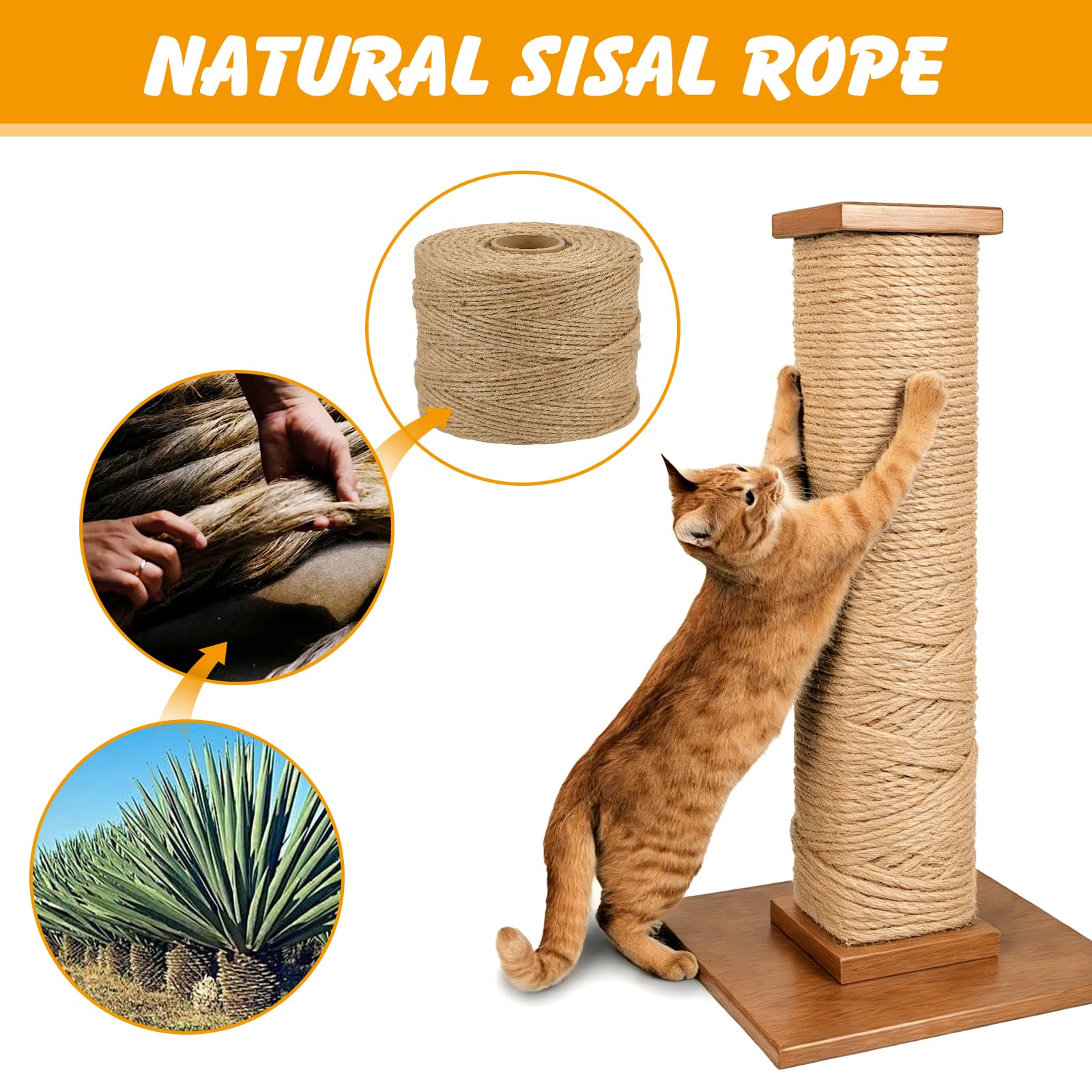 Ondware cuerda sisal 6 mm, 328 ft, resistente para uso exterior.