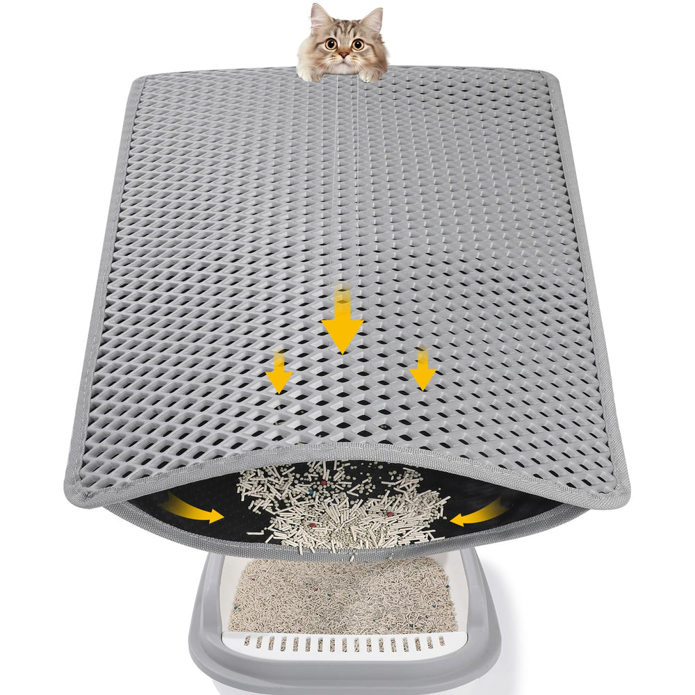 Ondware doble capa alfombra arenero para gatos, captura la arena y protege el suelo.