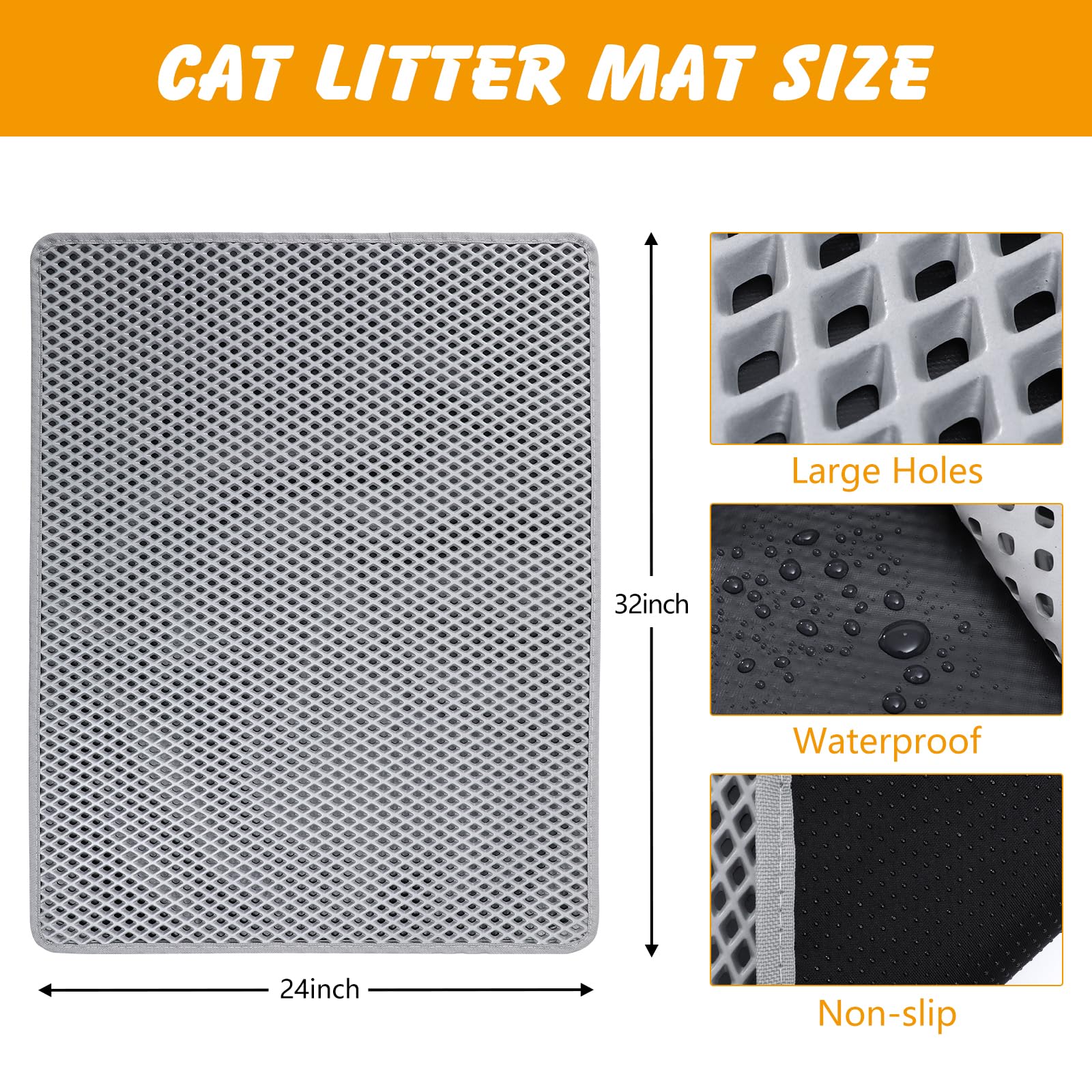 Ondware esterilla de doble capa para arena de gato, base impermeable protege el suelo.
