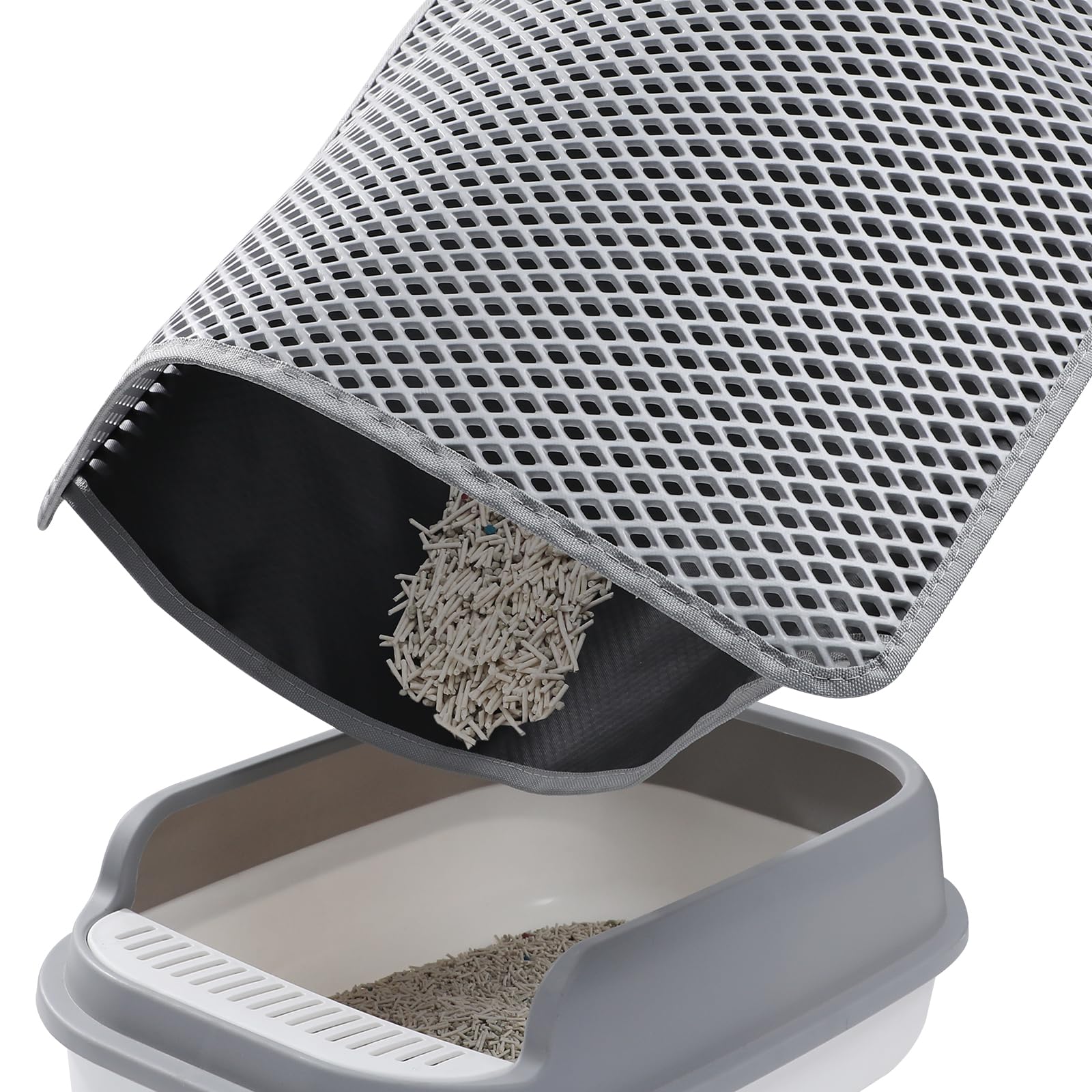 Ondware esterilla de doble capa para arena de gato, frontal, atrapa arena y mantiene el suelo limpio.