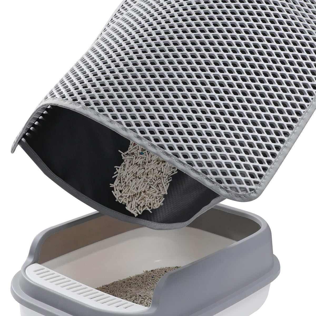 Ondware esterilla de doble capa para arena de gato, frontal, atrapa arena y mantiene el suelo limpio.