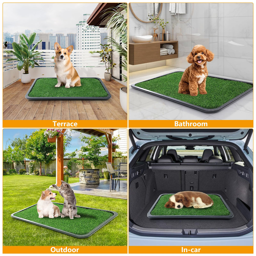 Uso interior y exterior con la bandeja Ondware para potty de mascotas.