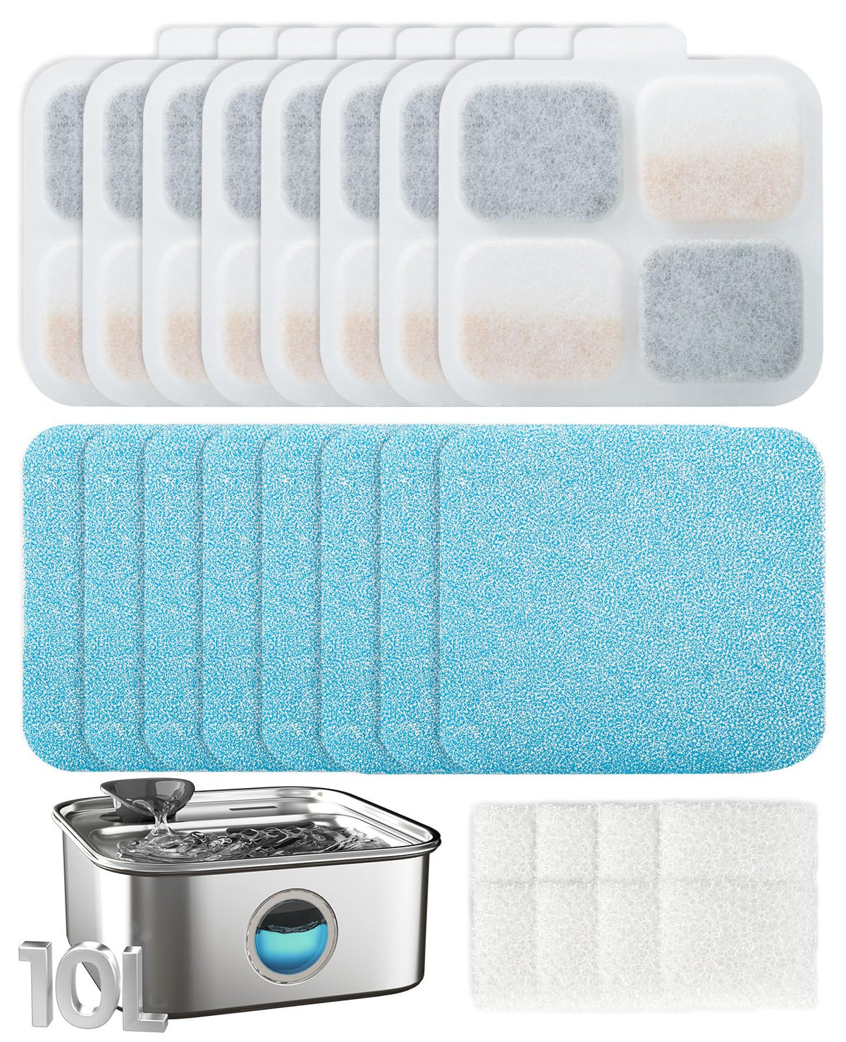 Oneisall 8juegos-filtros PW07SAU 10L: mantiene agua fresca para mascotas.