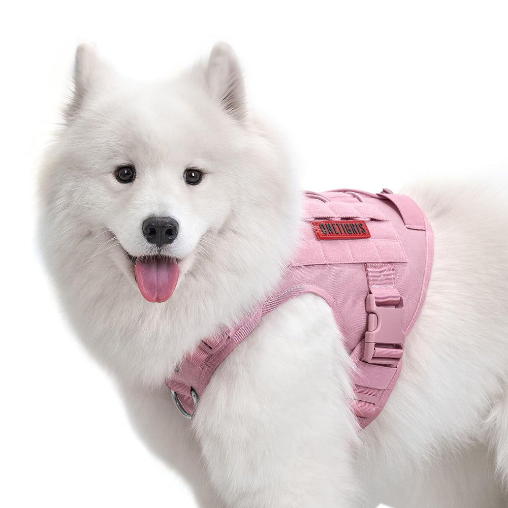 OneTigris arnés canino táctico rosado frontal, ideal para paseos diarios