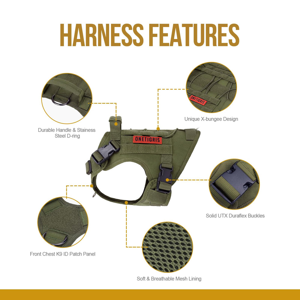 Arnés OneTigris con panel MOLLE para accesorios útiles.