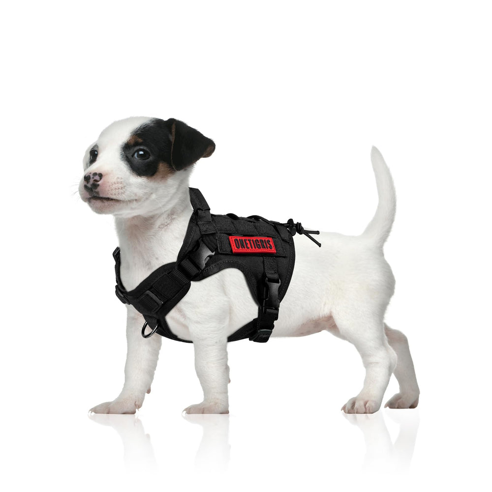 OneTigris arnés táctico para perro, vista frontal, cómodo para paseos diarios.