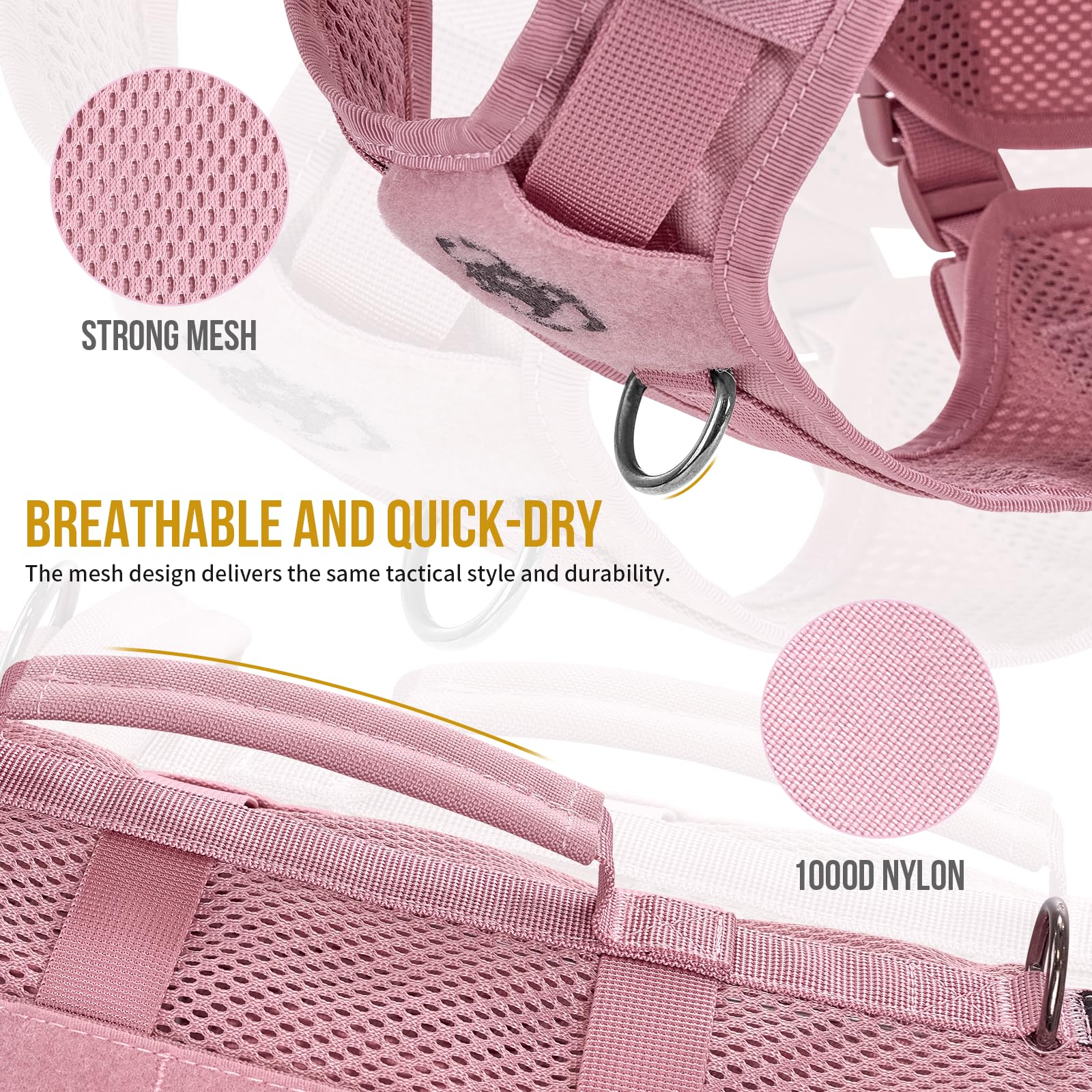 Panel MOLLE en ambos lados para accesorios útiles en paseos.
