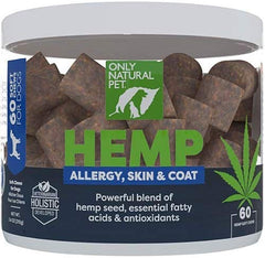 Only Natural Pet Alergia masticables suaves para perros, apoyo a la piel sana.