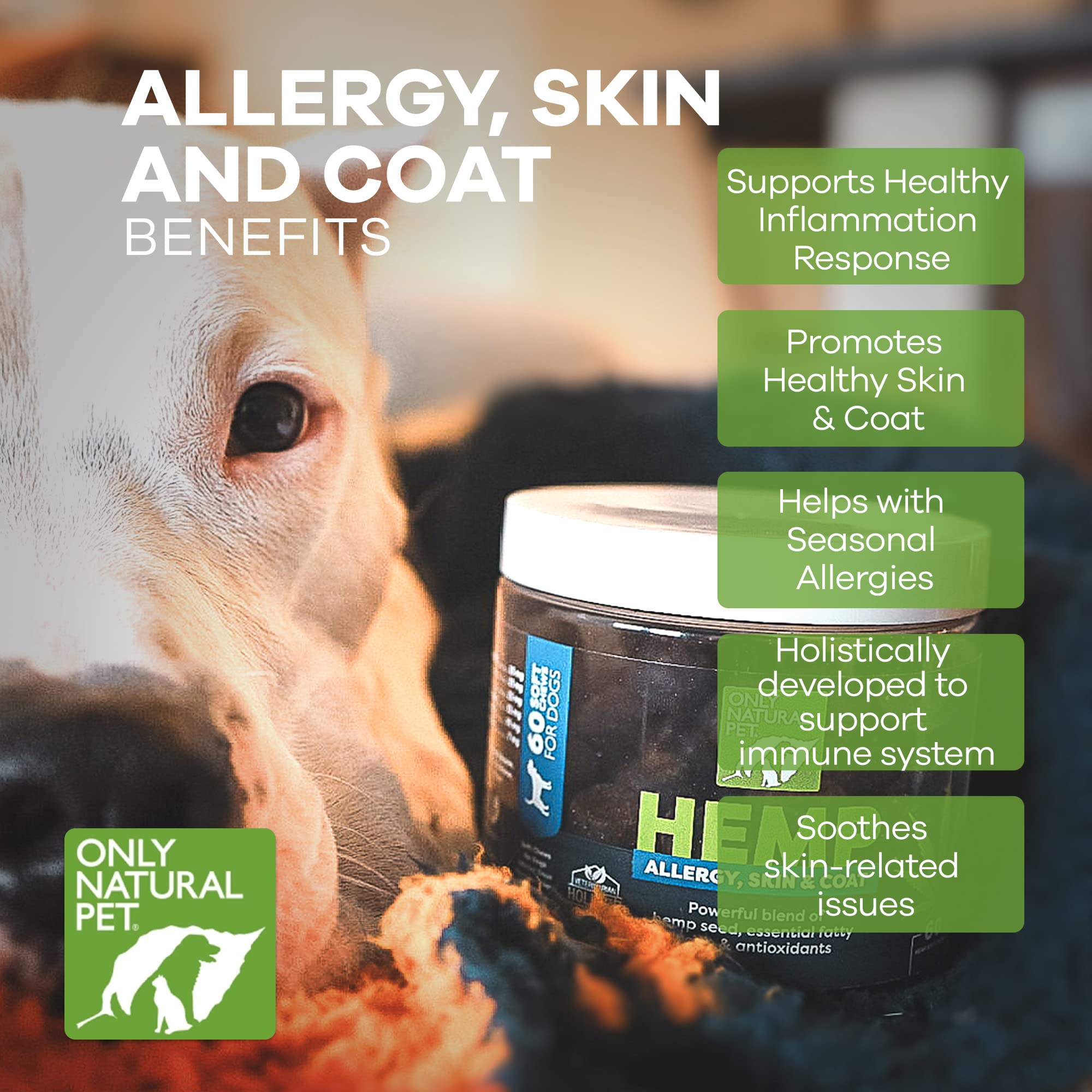 Only Natural Pet Allergy, Skin & Coat: omega-3 de pescado para piel saludable