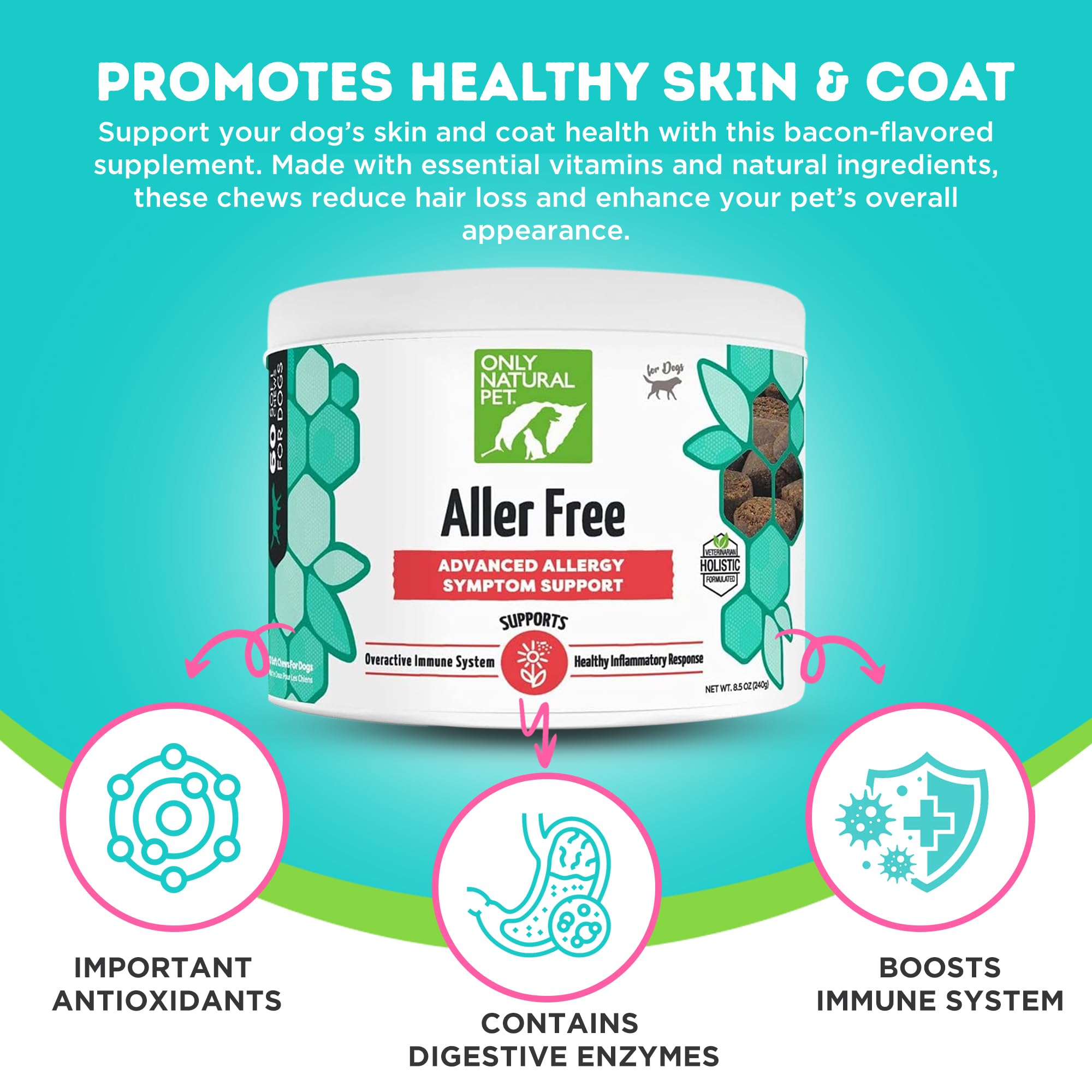 AllerFree mejora piel y pelaje con quercetina y probióticos