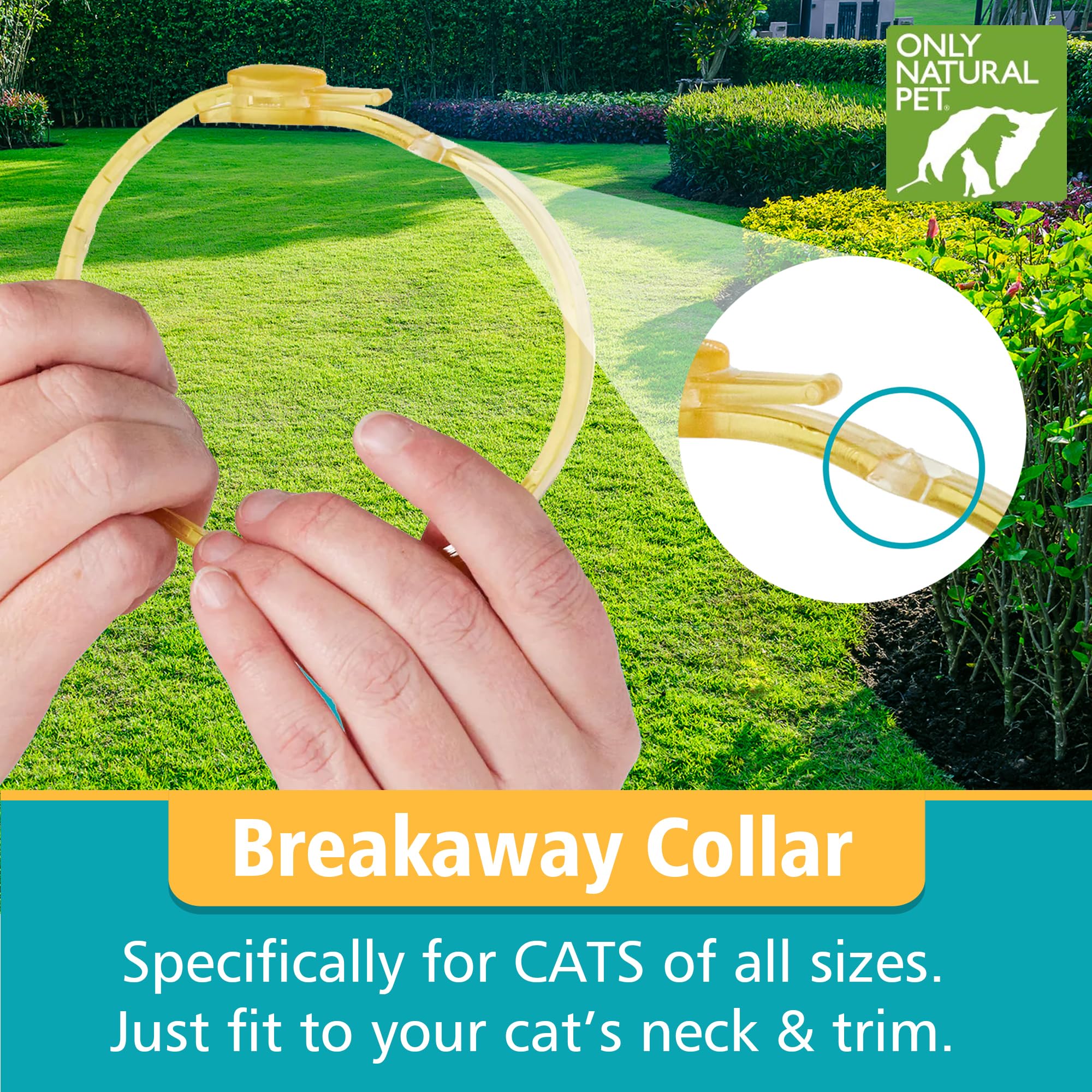 Diseño cómodo del collar Only Natural Pet EasyDefense para gatos.