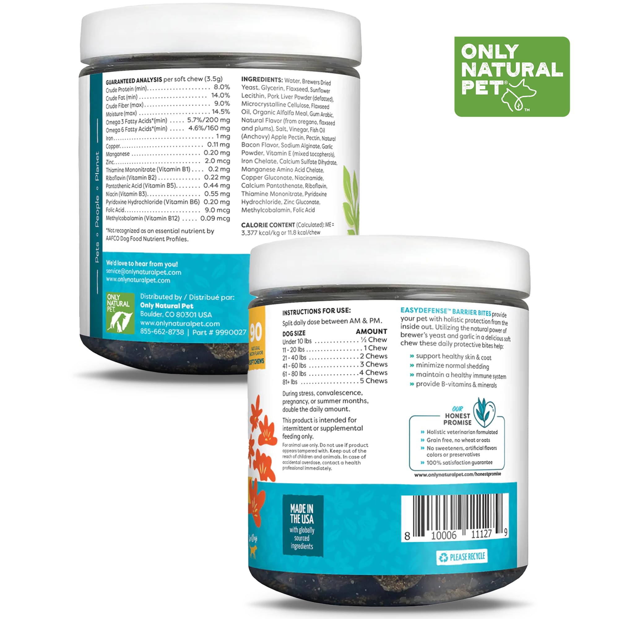 Only Natural Pet EasyDefense Barrier Bites envase de 90 unidades