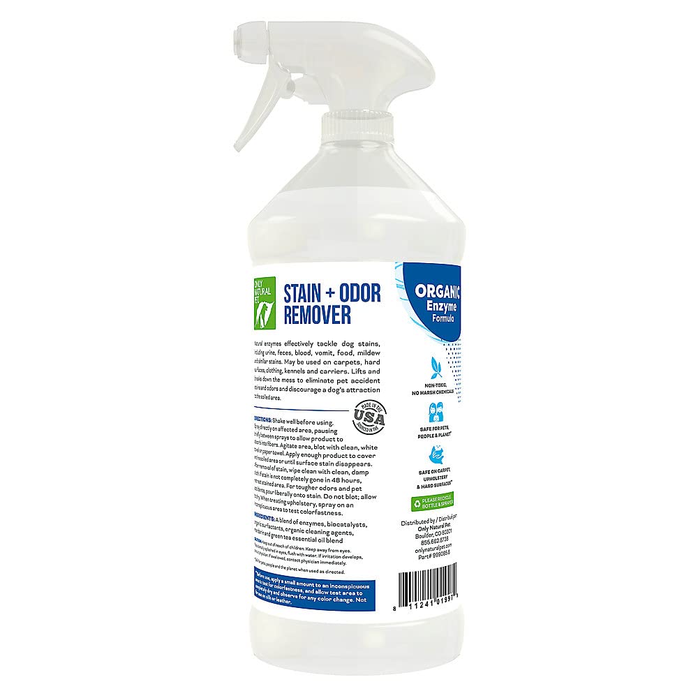 Only Natural Pet eliminador enzimático, limpieza de alfombras con resultados visibles.