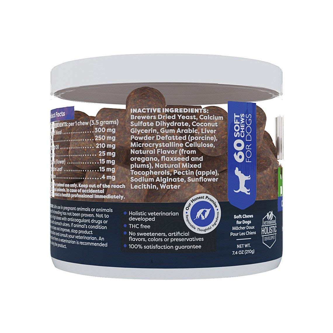 Only Natural Pet masticables con L-teanina, manzanilla y toronjil para tranquilizar perros.