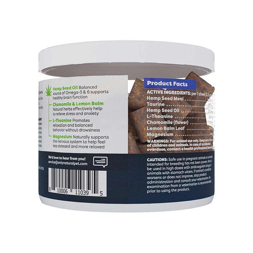 Only Natural Pet masticables suaves de cáñamo para perros, textura agradable que facilita la relajación.