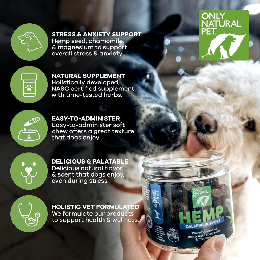Only Natural Pet masticables para perros útiles en trayectos en coche para reducir la tensión.
