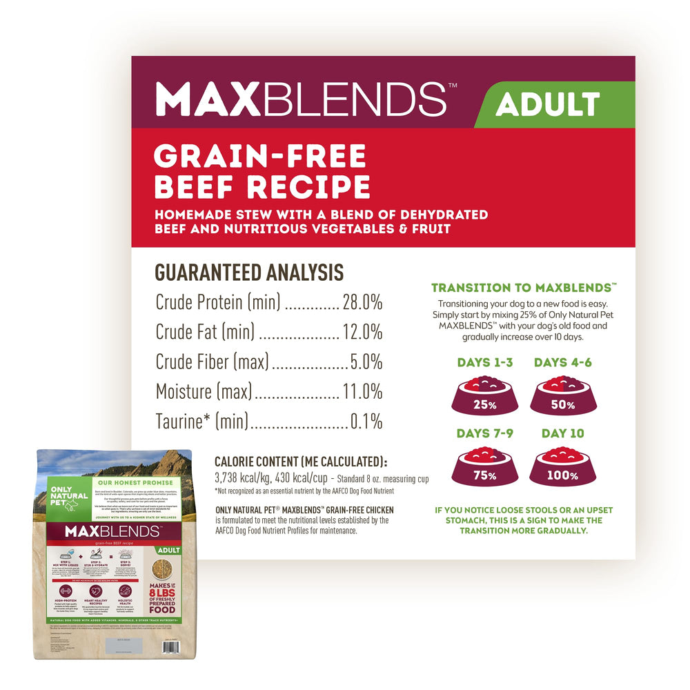 Only Natural Pet MaxBlends: trozos de carne listos para estofar en casa.