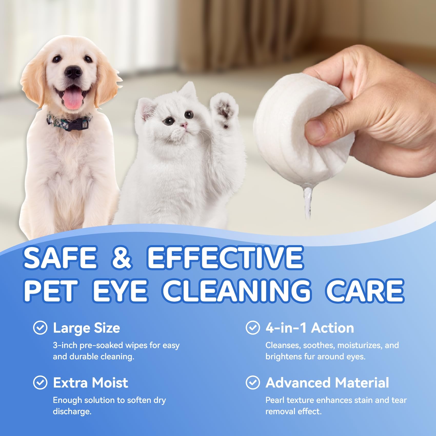 Opdent: tamaño extra grande 3.2 pulgadas para limpieza ocular.