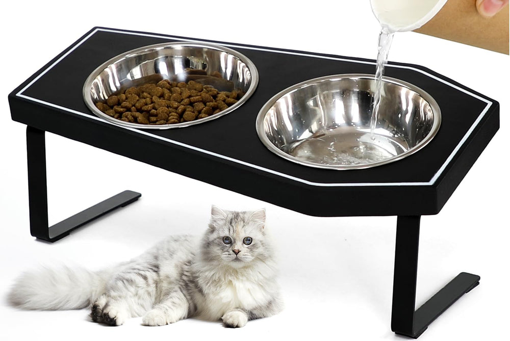 OPELETNNT comederos gatos elevados, estilo gótico, ergonómicos para mejor postura durante la comida