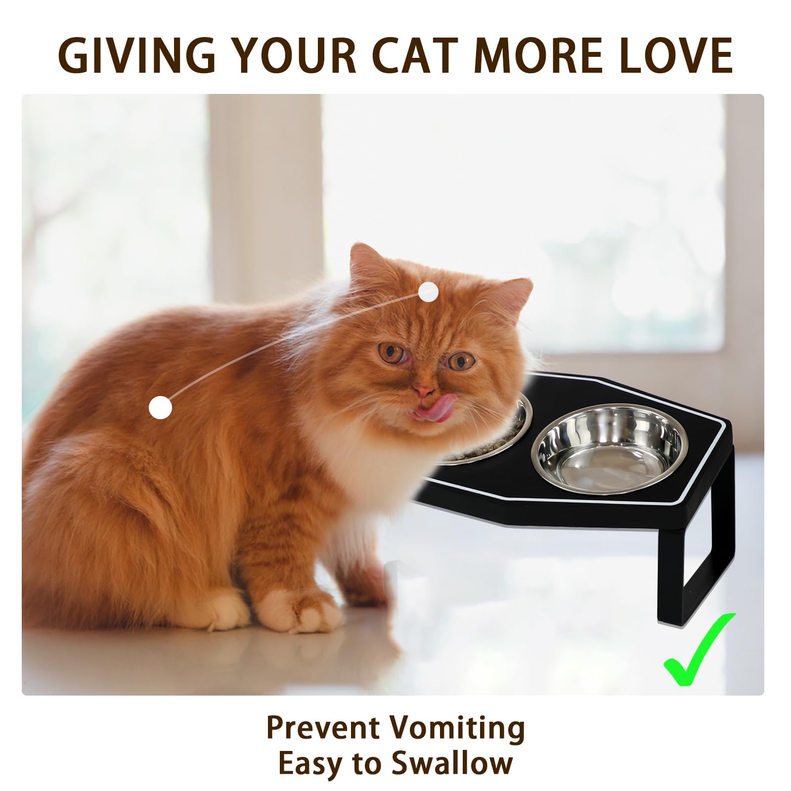 OPELETNNT diseño ergonómico para la alimentación, cómodo para gatos.