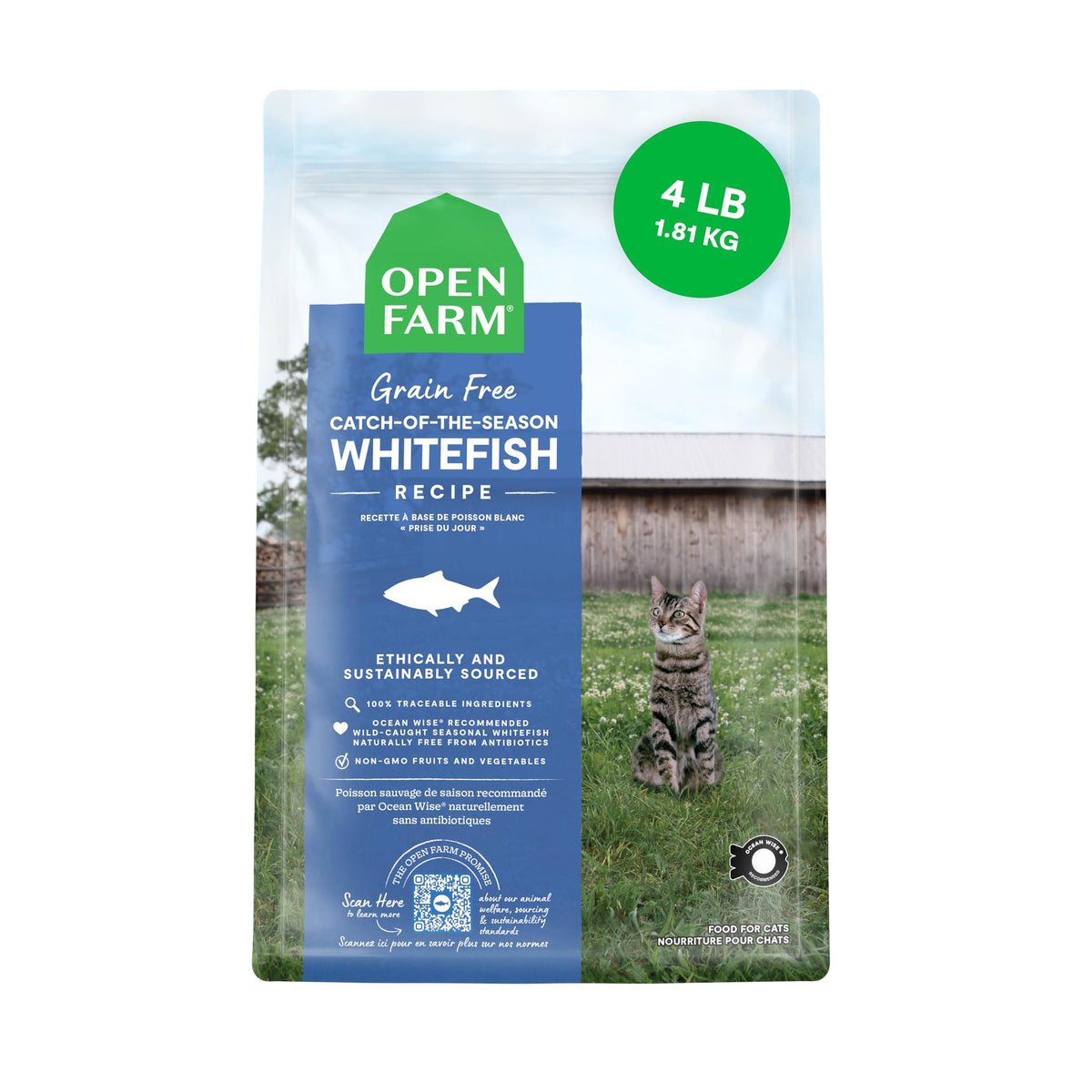 Open Farm alimento para gatos sin granos, opción equilibrada para la dieta diaria.