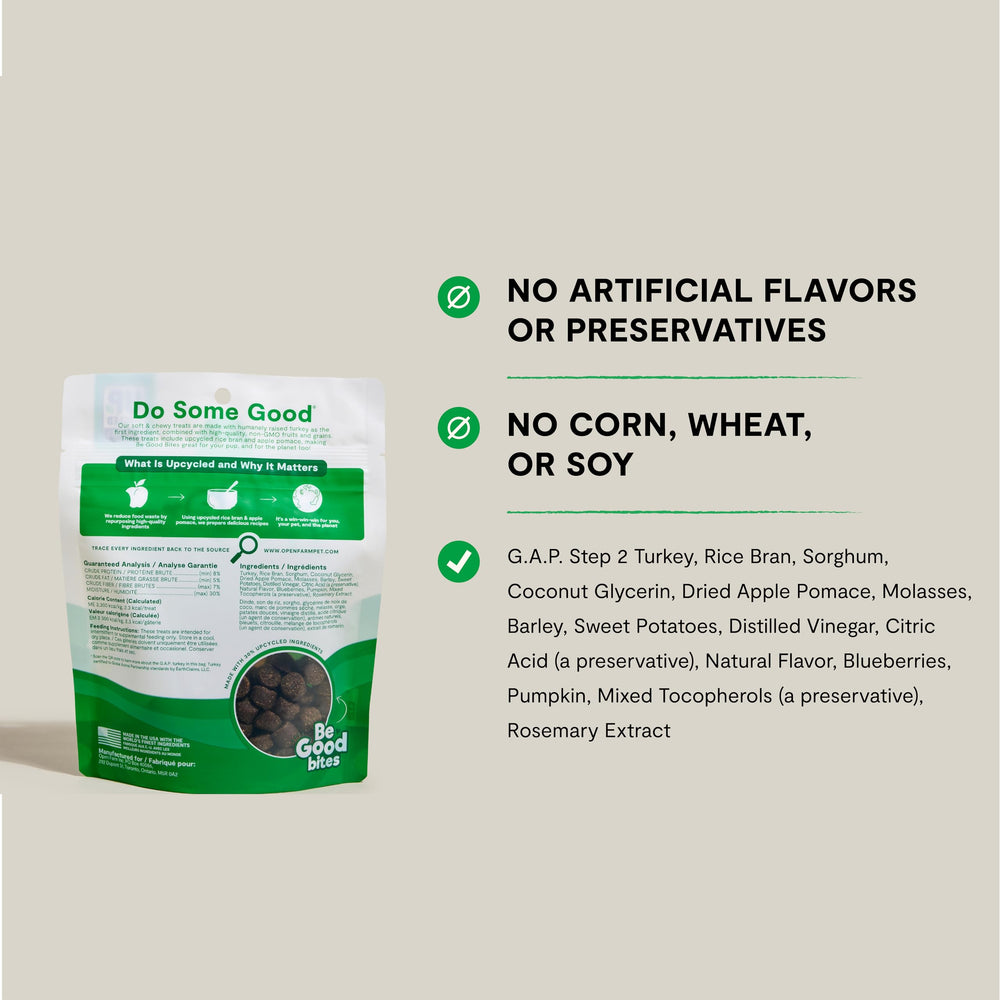 Open Farm Be Good Bites: receta de pavo para perros en bolsa