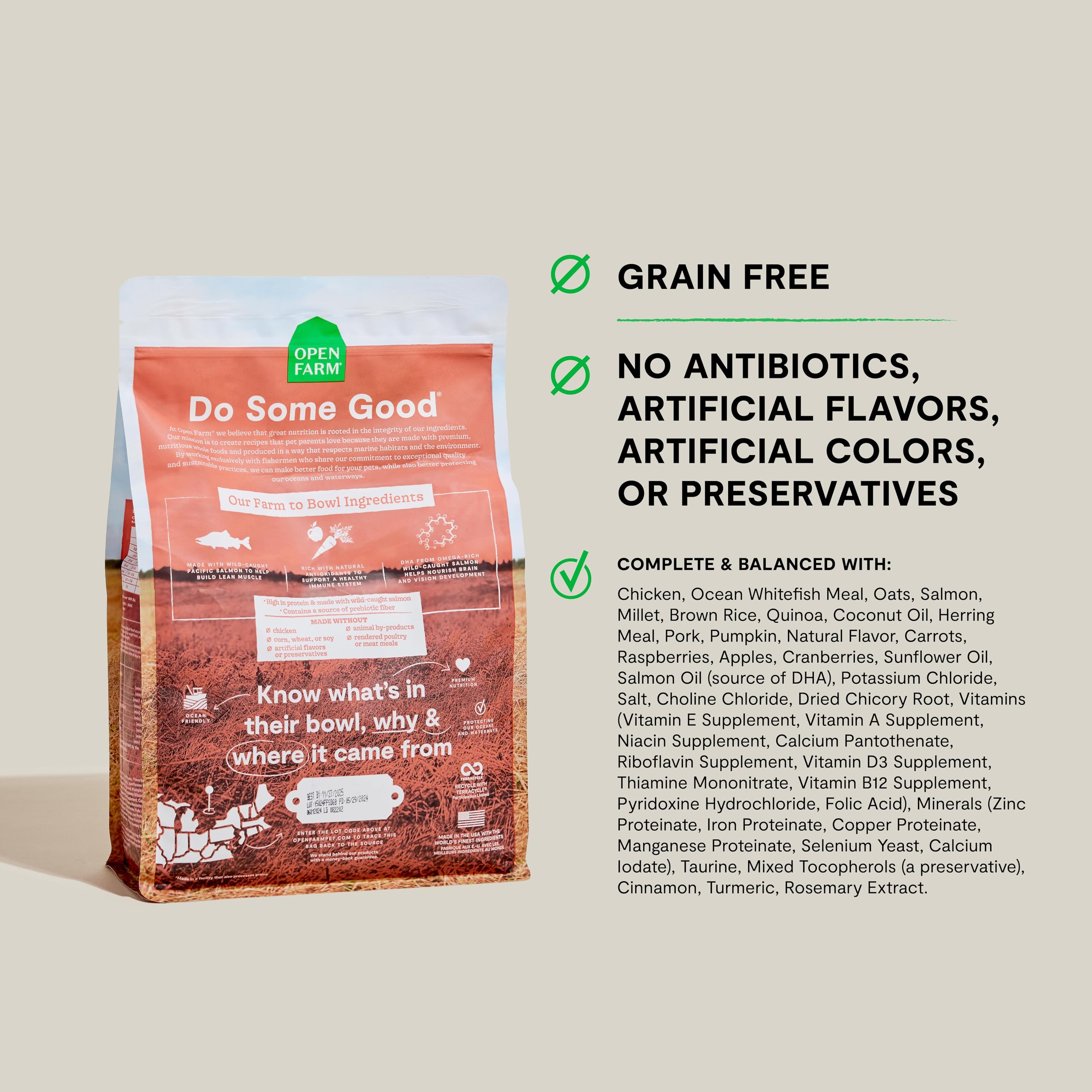 Open Farm comida para cachorro sin granos, opción natural para una dieta equilibrada.