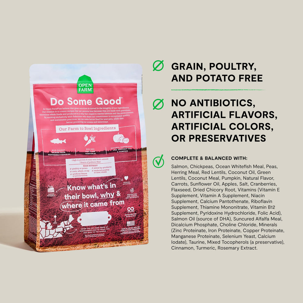 Open Farm Comida para perros sin granos, croquetas crujientes y sabrosas.