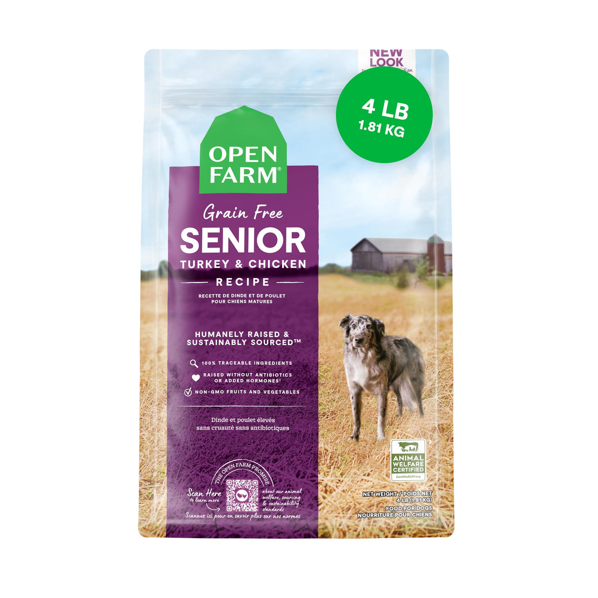Open Farm croquetas senior sin granos para perros con apoyo articular