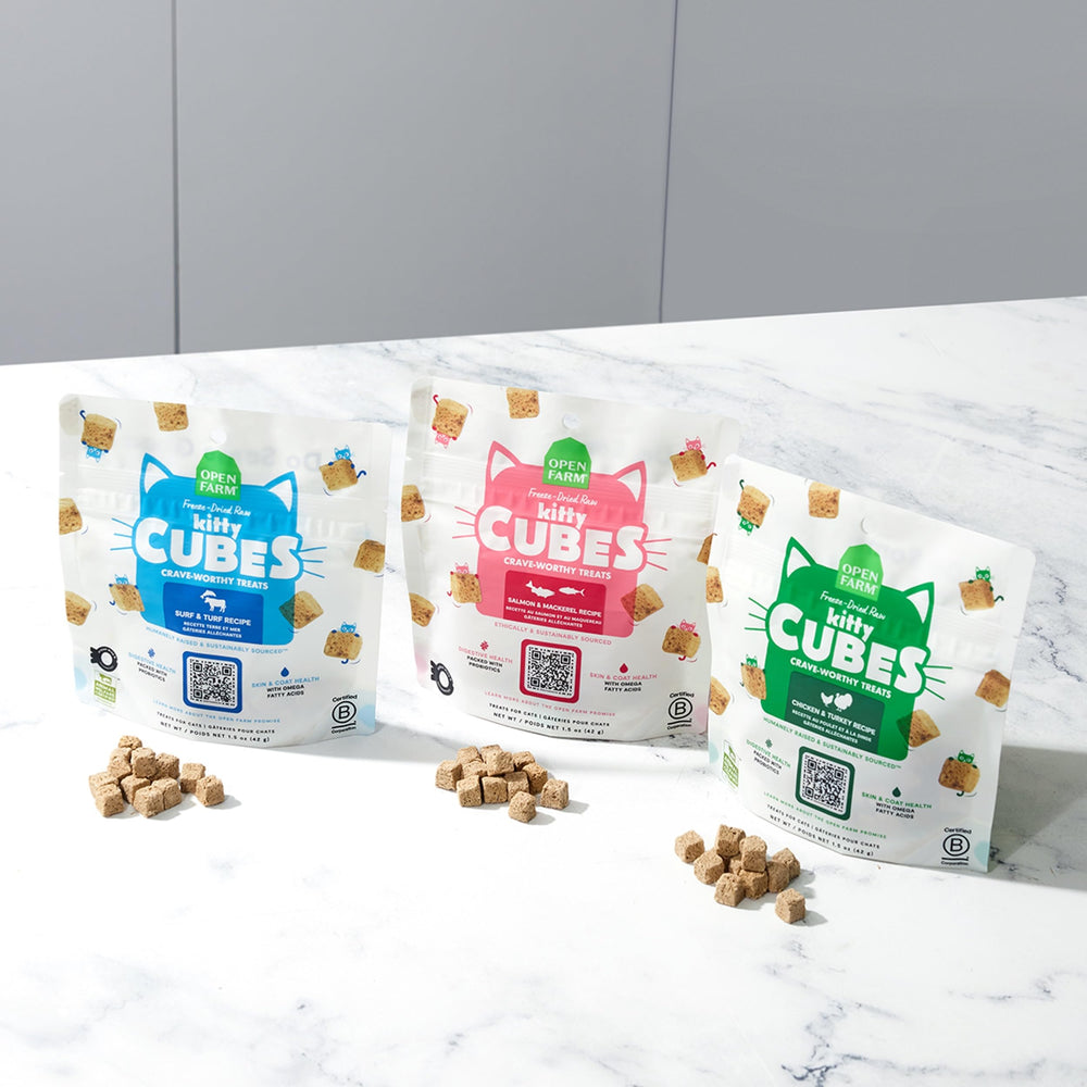 Fabricado en Estados Unidos: Open Farm Kitty Cubes de calidad y origen