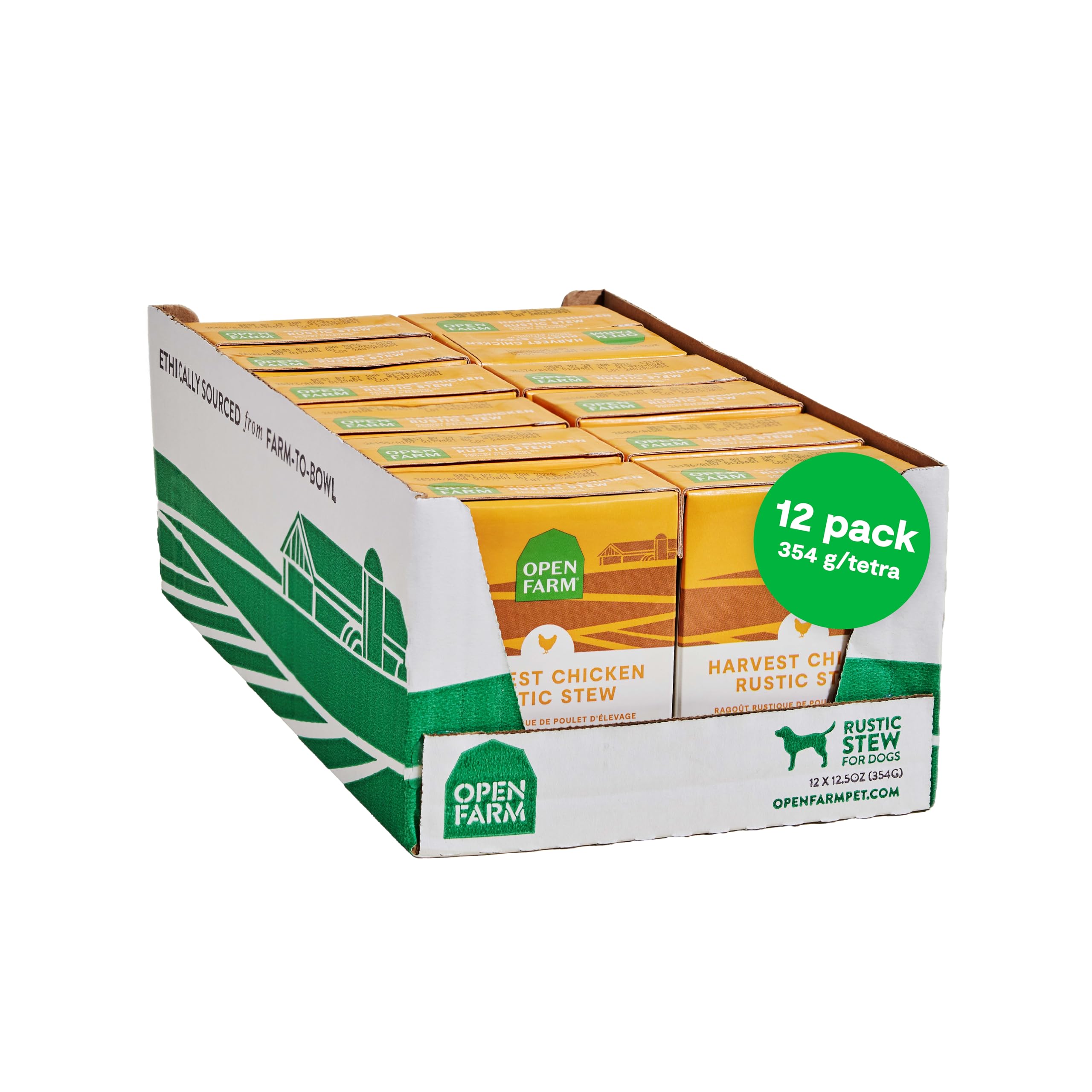 Open Farm estofado rústico con trozos de pollo, ideal para realzar la nutrición de tu perro