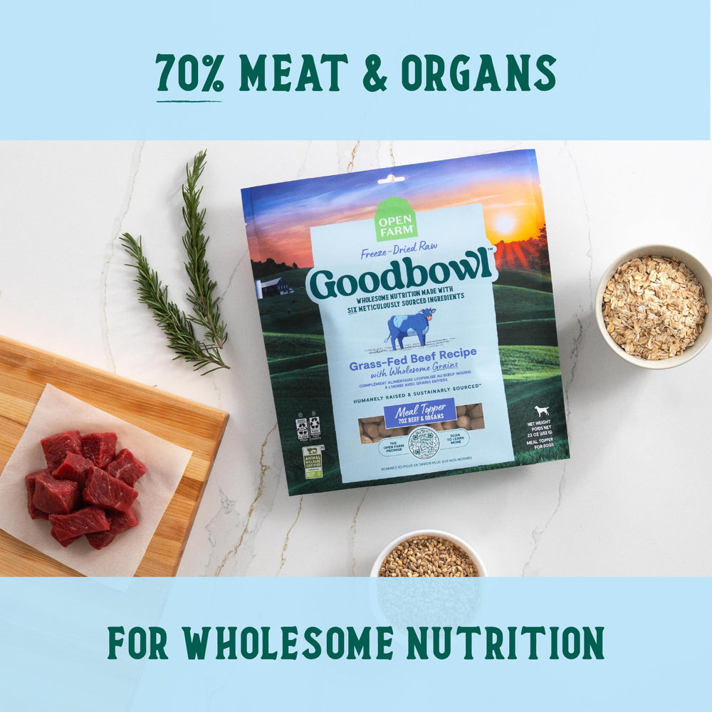 Open Farm Goodbowl elaborado en EE. UU., trazabilidad y bienestar animal.