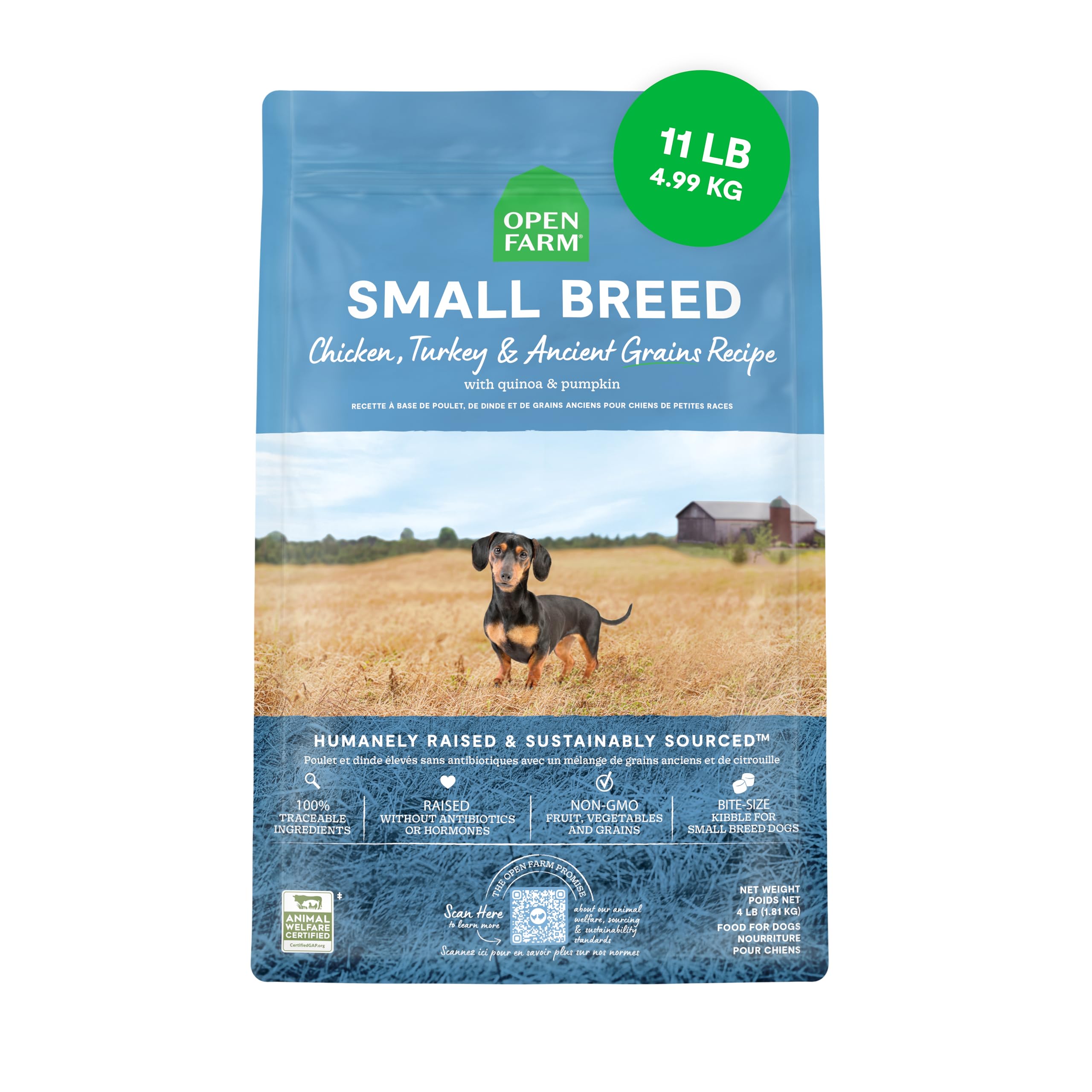 Open Farm grano antiguo para perros pequeños en bolsa de 11 libras