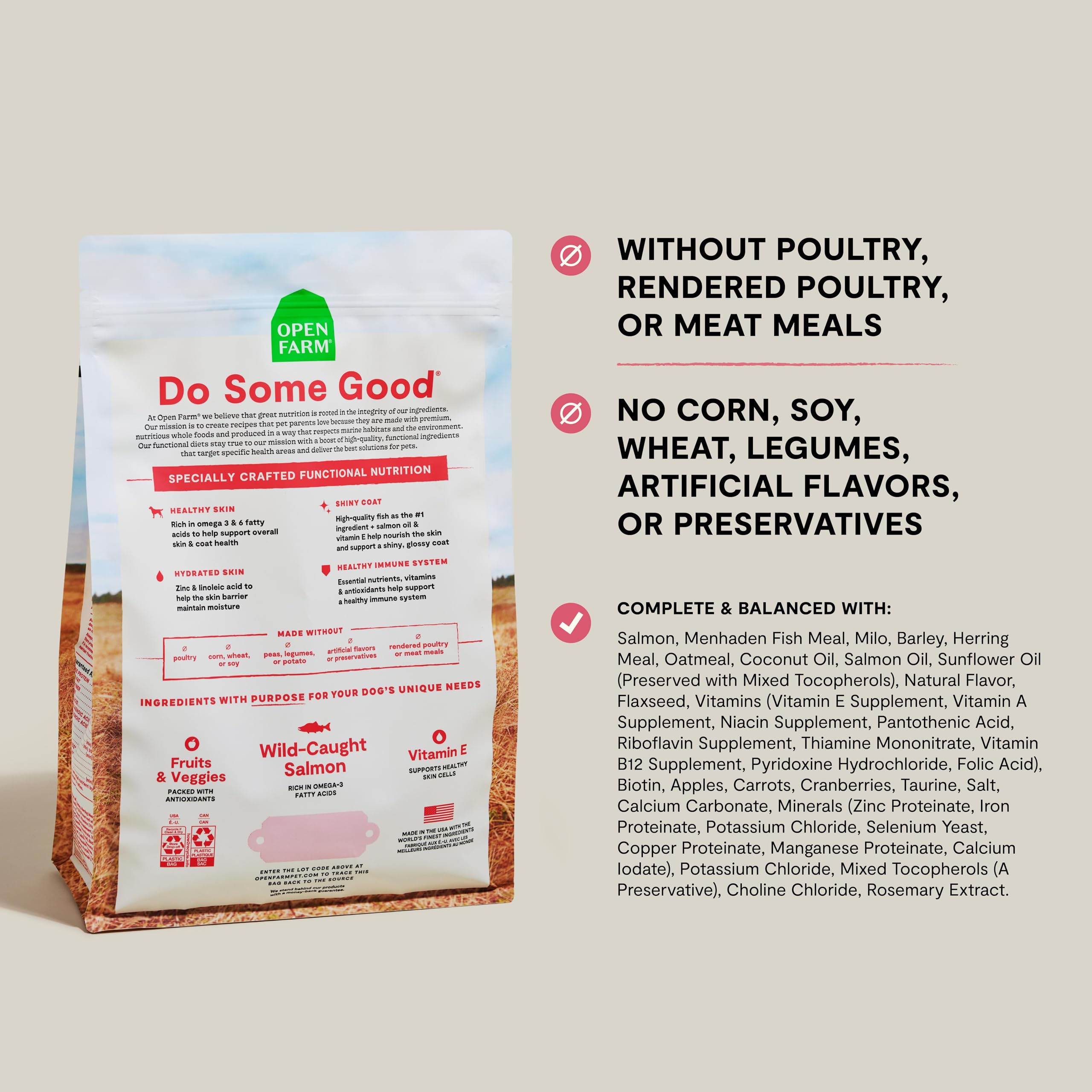 Open Farm, ingrediente principal: salmón salvaje para una dieta sabrosa.