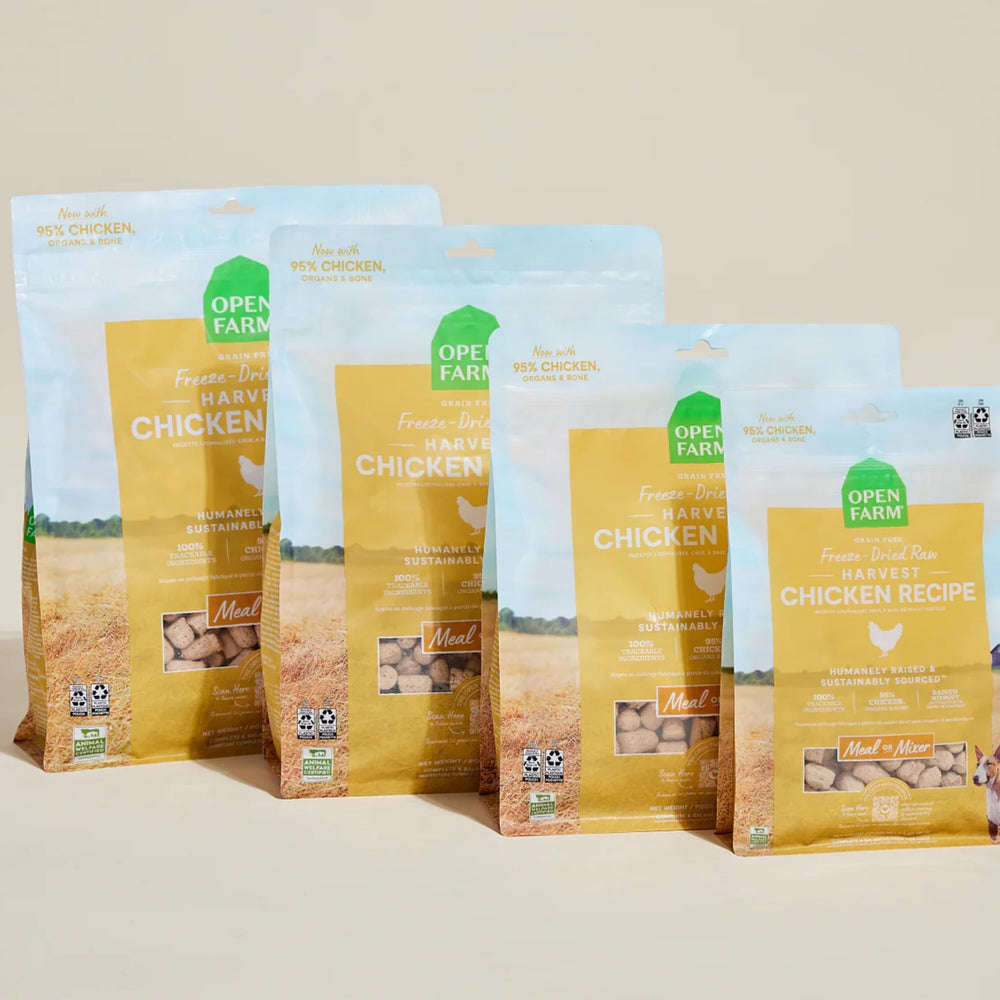 Open Farm proceso de liofilización conserva sabor y nutrientes sin conservantes.
