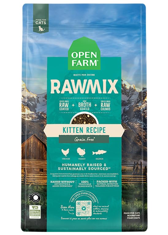 Open Farm RawMix para gatos: croquetas cubiertas con caldo para mayor sabor.