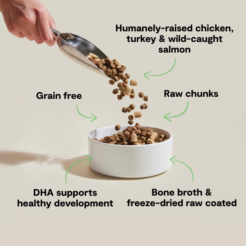 Open Farm RawMix: trozos crudos liofilizados que enriquecen la textura.