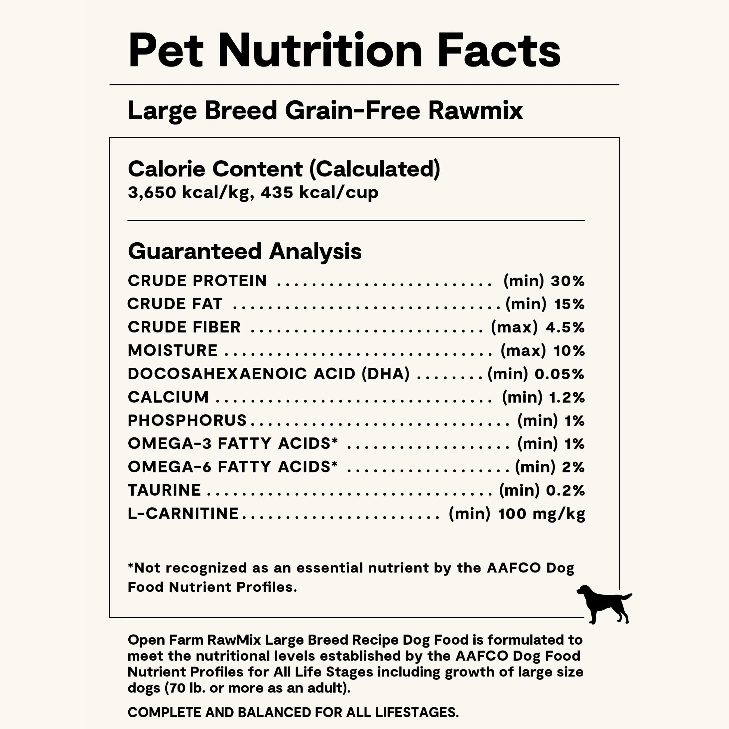 Open Farm RawMix croquetas grandes con proteína alta, alimentación completa para perros grandes.