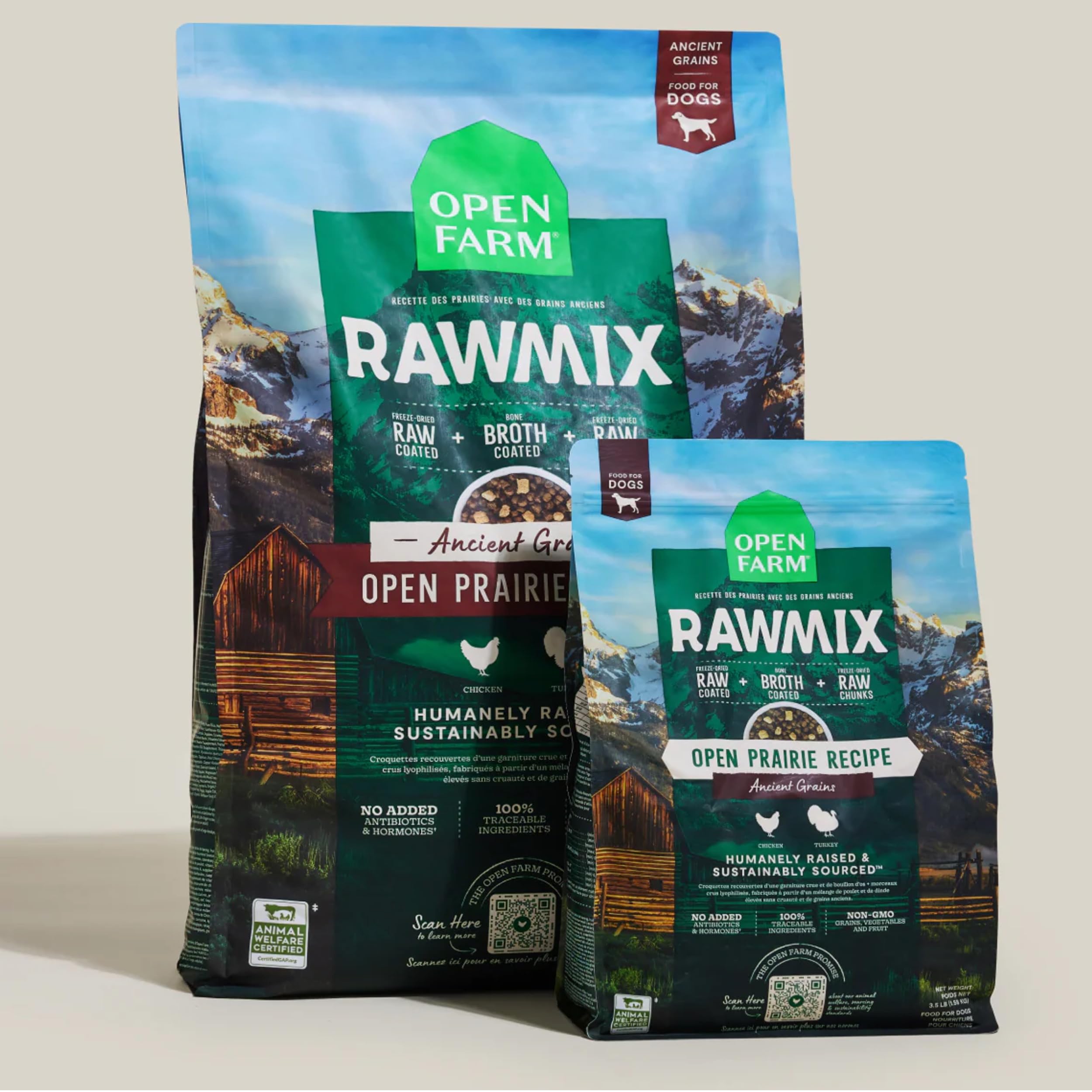 Open Farm RawMix: origen-sostenible, trazabilidad clara de ingredientes para transparencia.