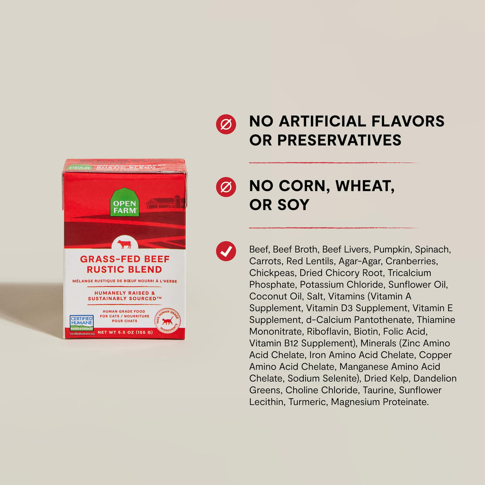 Open Farm Rustic Blend Ingredientes Grado Humano: ingredientes de alta calidad para cada comida.
